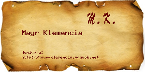 Mayr Klemencia névjegykártya